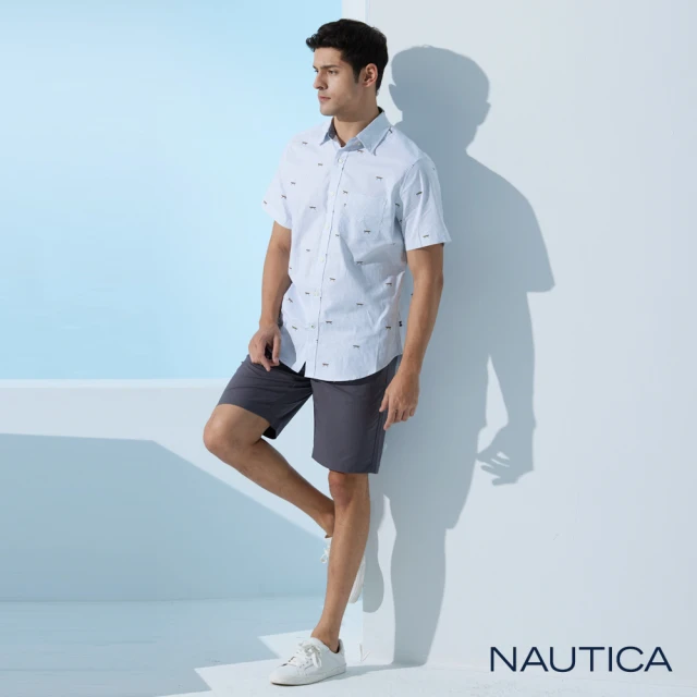 【NAUTICA】男裝 COOL MAX經典素面休閒短褲(深灰)