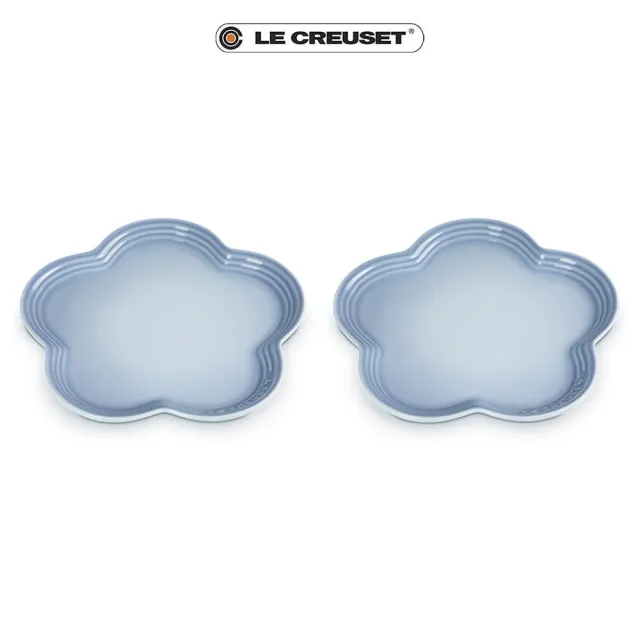 【Le Creuset】瓷器花型盤-大-2入(海岸藍)