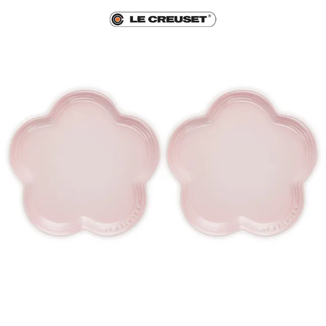 【Le Creuset】瓷器花型盤-大-2入(牛奶粉)
