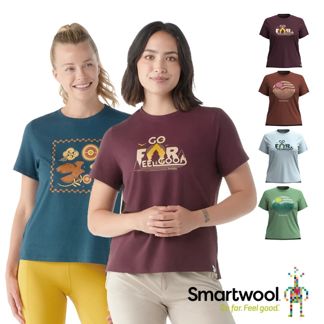 SmartWool 女塗鴉短Tee(美麗諾羊毛衣 保暖衣 吸濕排汗 短袖上衣 有機棉 日常休閒)