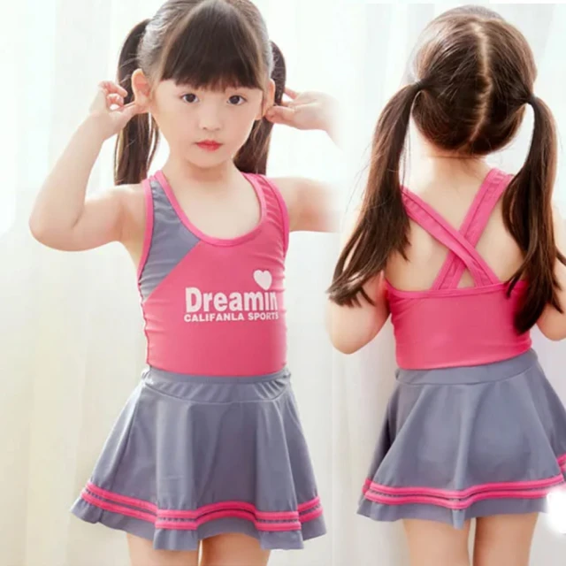 梅林品牌 流行女童/中童短袖二件式泳裝(NO.M35618)