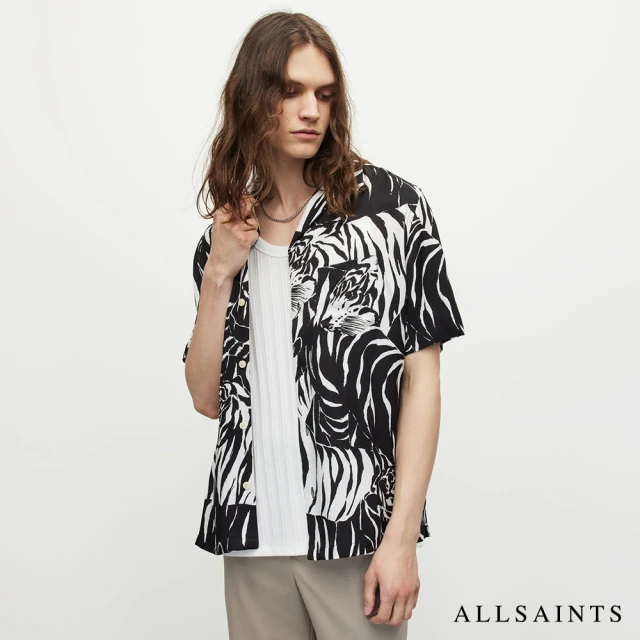 【ALLSAINTS】WILDCAT 寬鬆人造絲短袖夏威夷動物紋印花襯衫 MS185Y(舒適版型)
