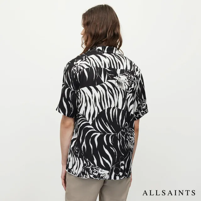 【ALLSAINTS】WILDCAT 寬鬆人造絲短袖夏威夷動物紋印花襯衫 MS185Y(舒適版型)