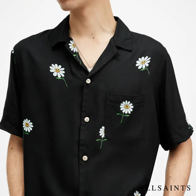 【ALLSAINTS】DAISICAL 人造絲寬鬆短袖夏威夷雛菊印花襯衫(舒適版型)