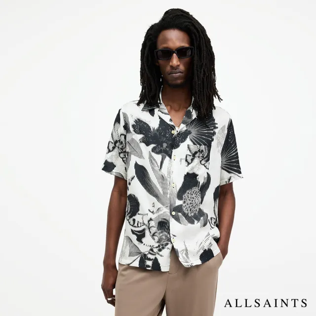 【ALLSAINTS】FREQUENCY 人造絲寬鬆短袖夏威夷手繪花卉印花襯衫 MS064Y(舒適版型)