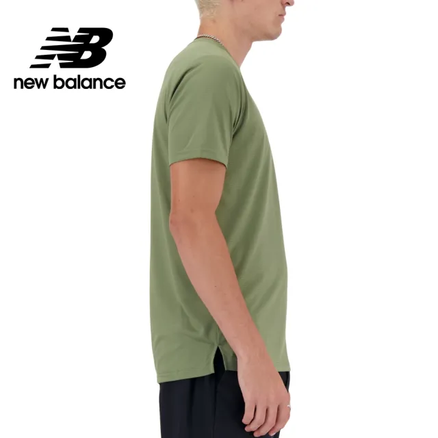 【NEW BALANCE】NB 輕量透氣短袖上衣_男性_綠色_MT41222DEK(美版 版型偏大)