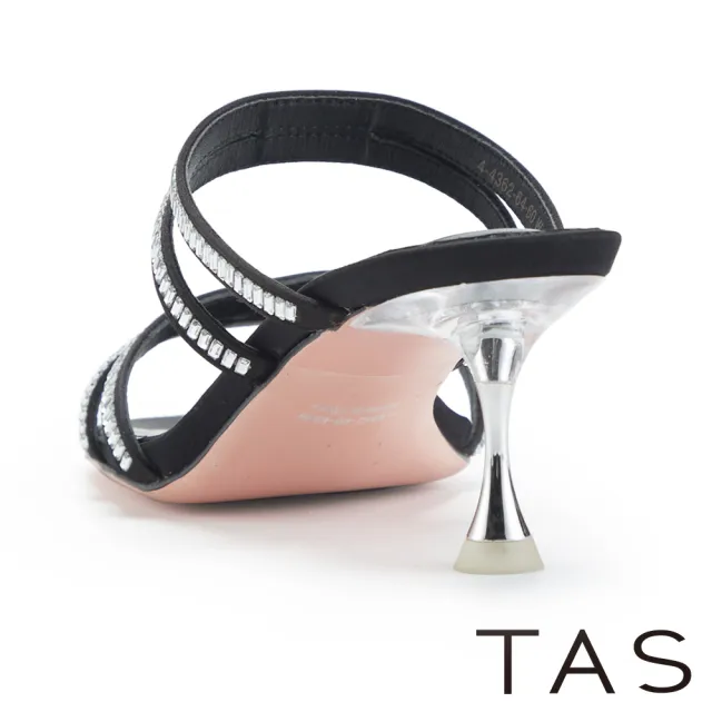 【TAS】絕美水鑽環帶高跟涼拖鞋(黑色)