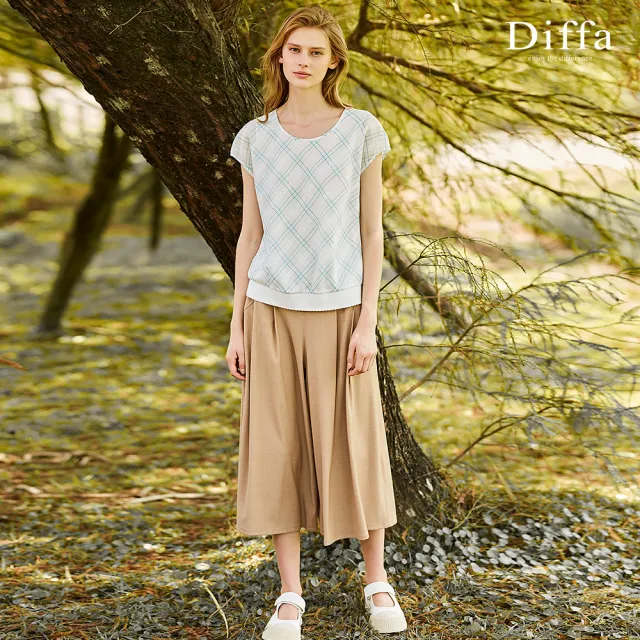 【Diffa】時尚美型打褶長寬褲-女