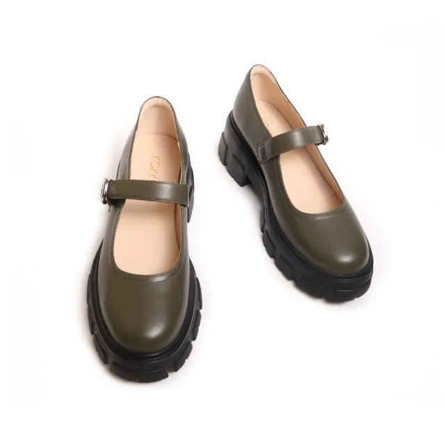 【KOKKO 集團】個性輕量厚底圓頭瑪莉珍鞋(墨綠色)