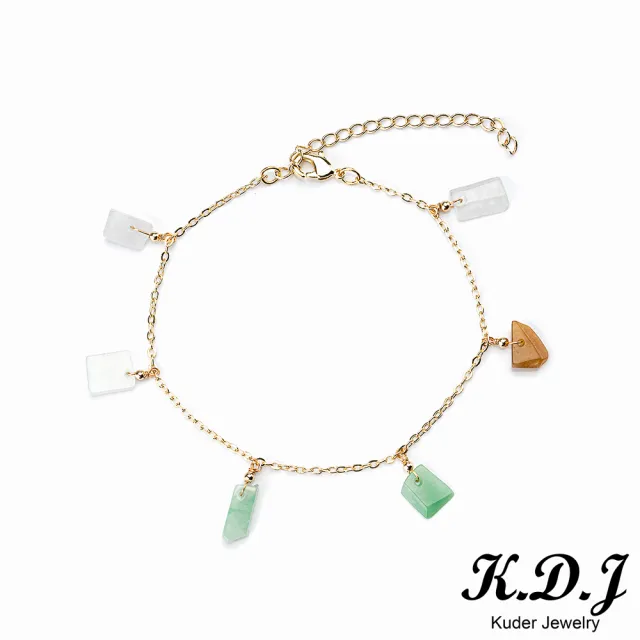 【K.D.J 圓融珠寶】天然翡翠 多彩造型耳勾 手鍊 買一送一套組