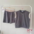 【2CV】現貨 蝴蝶練拚色上衣+短褲兩件套VF026(兩件式組合)