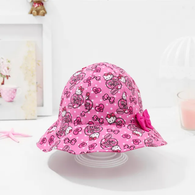 【瑟夫貝爾】粉色愛心KT雙面戴防曬花邊遮陽帽 凱蒂貓 三麗鷗 遮陽帽 兒童帽 可愛童帽
