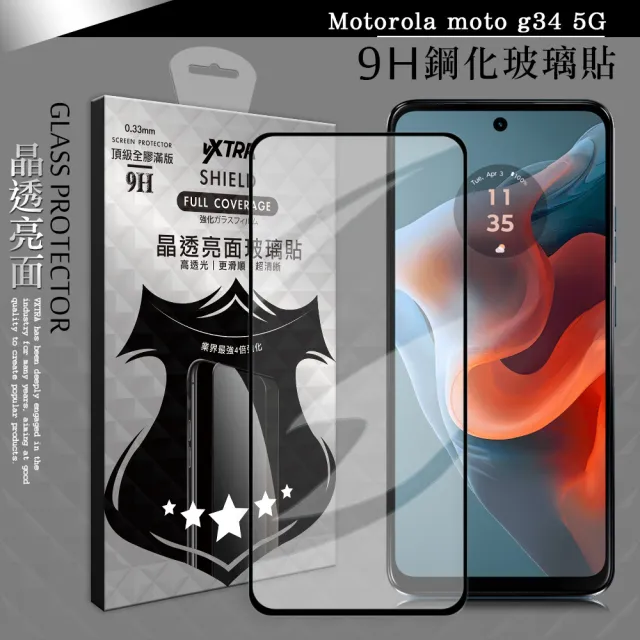 【VXTRA】Motorola moto g34 5G 全膠貼合 滿版疏水疏油9H鋼化頂級玻璃膜-黑