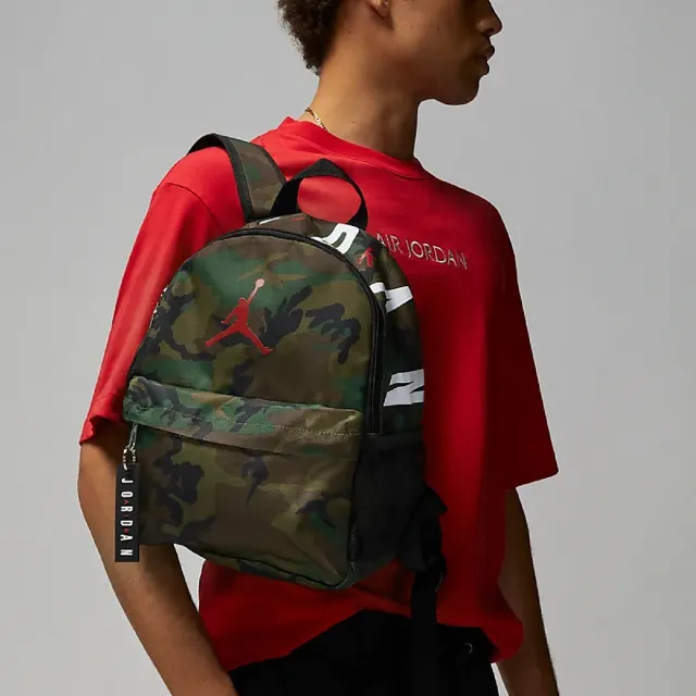 【NIKE 耐吉】後背包 Jordan Jumpman 兒童款 綠 紅 大空間 軟墊 雙肩包 書包 背包(JD2423005TD-002)