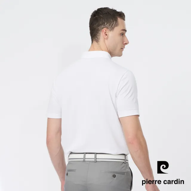 【pierre cardin 皮爾卡登】男款 吸濕排汗數位印花短袖polo衫-白色(3247201-90)