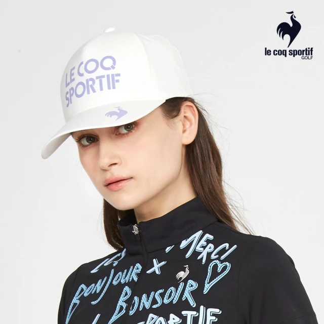 LE COQ SPORTIF 公雞 高爾夫系列 女款白色大LOGO印花防水透氣雨帽/棒球帽 QLT0J130