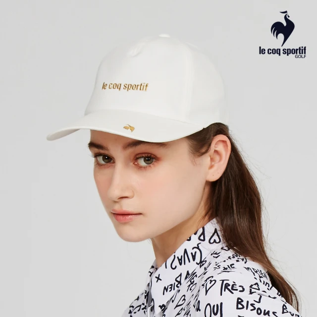 LE COQ SPORTIF 公雞 高爾夫系列 女款白色金屬感LOGO可調節棒球帽 QLT0J107