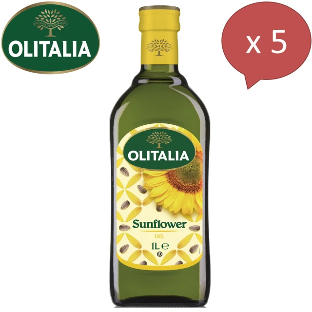 【Olitalia奧利塔】頂級葵花油(1000mlx5瓶)