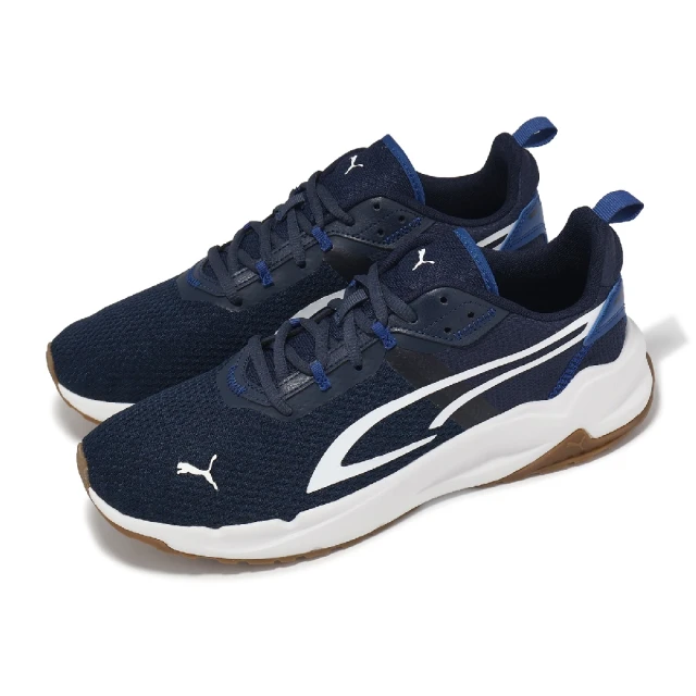 PUMA 慢跑鞋 Stride 男鞋 藍 白 麂皮 皮革 緩衝 運動鞋(389422-15)