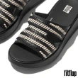 【FitFlop】F-MODE 編織皮革H型厚底涼鞋-女(黑色)