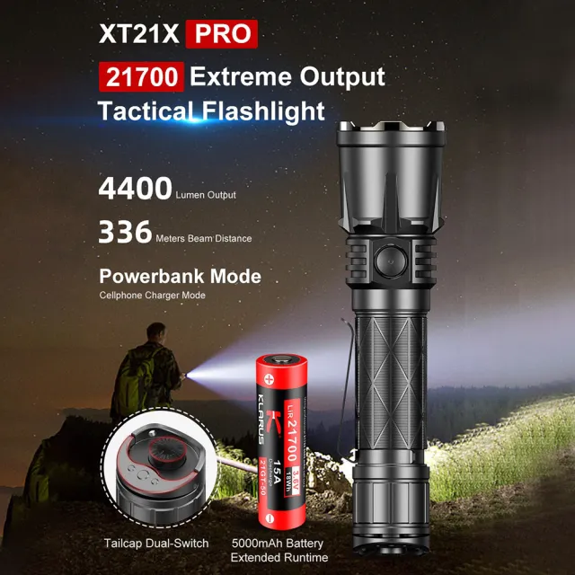 【PSK 電筒王】電筒王 KLARUS XT21X Pro(4400流明 336米 強光戰術手電筒 戰術雙開關 一鍵爆閃)