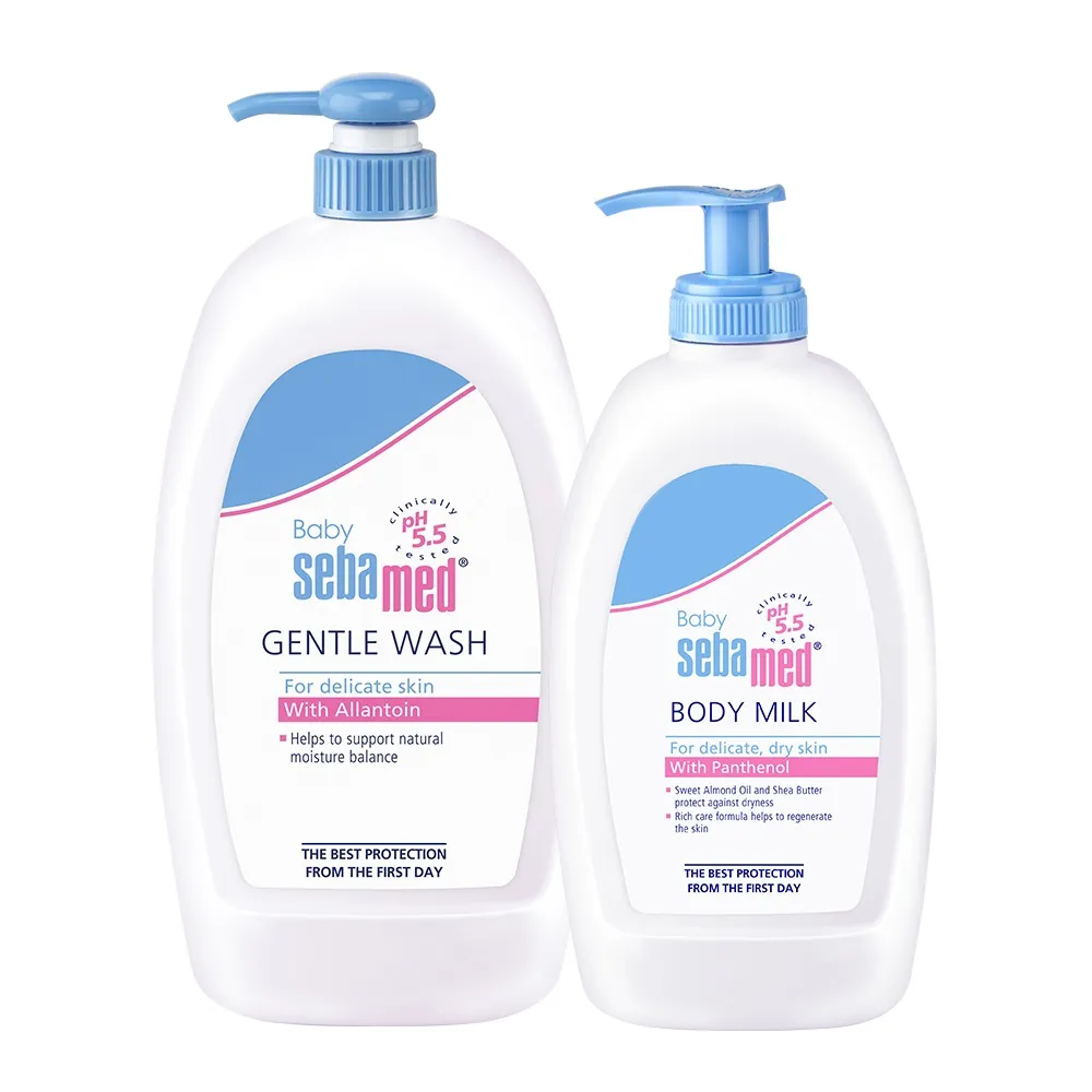 【SEBAMED 施巴】嬰兒舒敏浴露1000ml+舒敏乳液400ml(總代理)