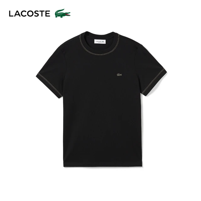 LACOSTE 男裝-常規版型重磅針織圓領短袖T恤(黑色)好