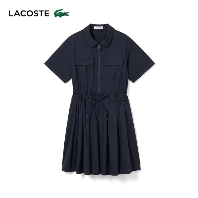 LACOSTE 女裝-造型收腰百折背心洋裝(亮綠色)好評推薦