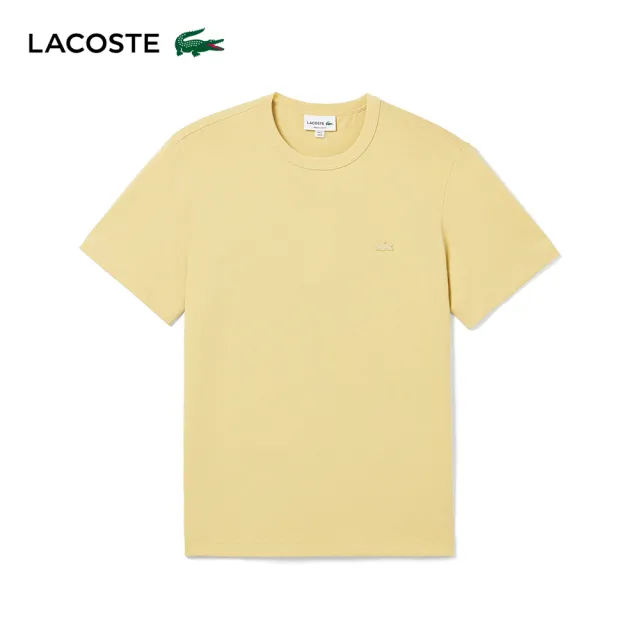 【LACOSTE】男裝-常規版型重磅針織圓領短袖T恤(卡其色)