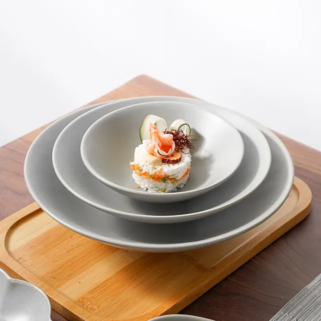 【Royal Duke】亞乳灰陶瓷-4.5吋大肚飯碗-5入(西餐盤 無菜單料理 淺盤 餐盤 點心盤 中式 日式 法式 餐具)