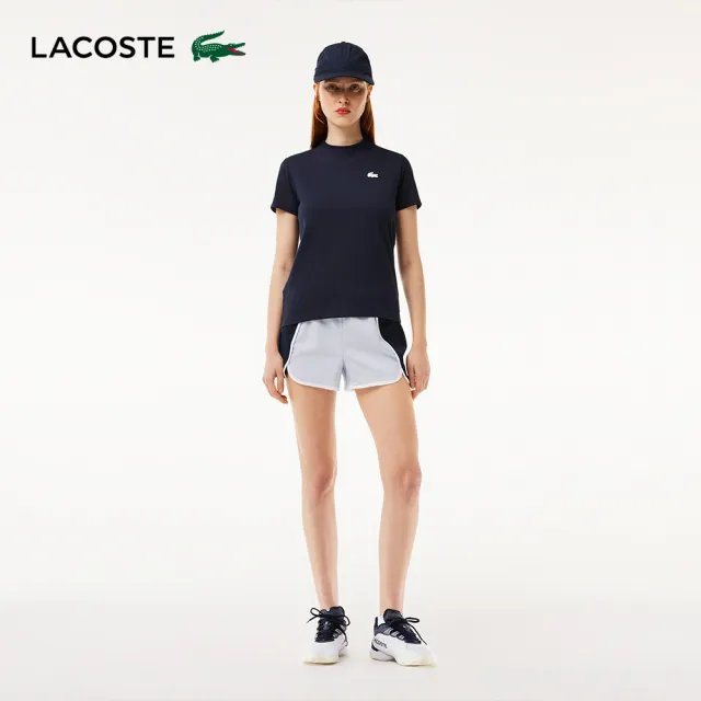 【LACOSTE】女裝-有機棉快乾素面短袖T恤(海軍藍)