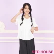【RED HOUSE 蕾赫斯】奶油花邊壓褶雪紡上衣(白色)