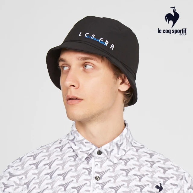 LE COQ SPORTIF 公雞 高爾夫系列 男款黑色刺繡LOGO前後兩用經典漁夫帽 QGT0J172