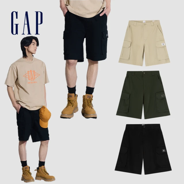 GAP 男裝 工裝短褲-黑色(884891)