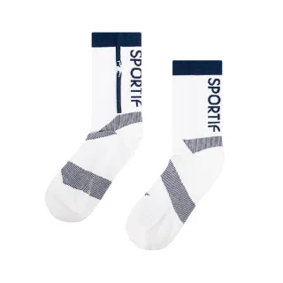 【LE COQ SPORTIF 公雞】高爾夫系列 女款白色3D螺旋抗菌防臭運動中筒襪 QLT0J000