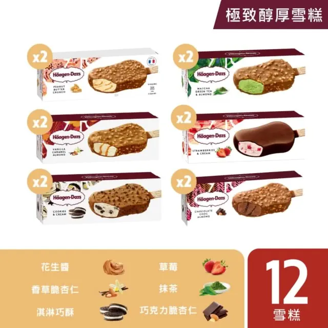 【Haagen-Dazs 哈根達斯】迷你杯/雪糕 12入組 綜合賣場(迷你杯100ml/雪糕80ml x 12)