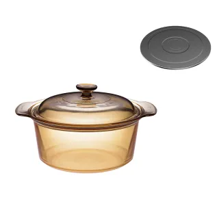 【CorelleBrands 康寧餐具】3.5L晶彩透明鍋-寬鍋(贈多功能導磁盤-顏色隨機出貨)