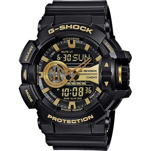 CASIO 卡西歐 G-SHOCK 金屬系雙顯手錶-經典黑金(GA-400GB-1A9)