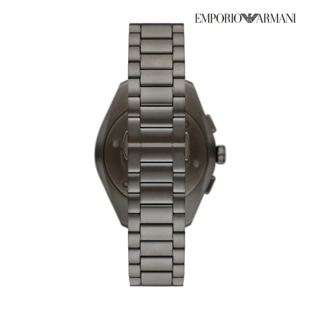 【EMPORIO ARMANI 官方直營】Claudio 時空旅人日曆計時手錶 灰色不鏽鋼鍊帶 43MM AR11481(雙11)