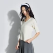 【GAP】女裝 V領短袖針織衫 絨感針織系列-米色(406377)