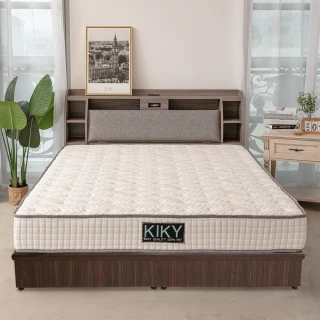 【KIKY】皓鑭-附插座靠枕雙人5尺二件床組(床頭箱+三分底)