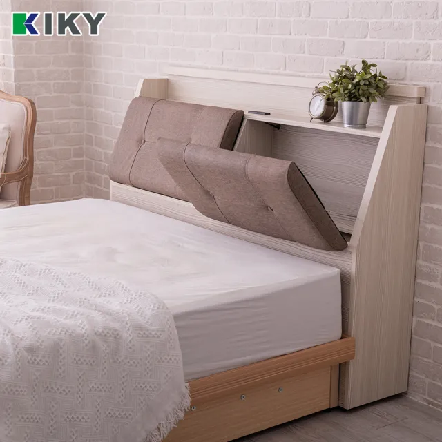 【KIKY】村上貓抓皮靠枕單人加大3.5尺二件床組(床頭箱+掀床底)