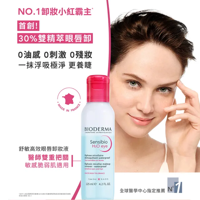 【BIODERMA 貝膚黛瑪 官方直營】舒敏高效眼唇卸妝液125ml 2入組(卸妝)