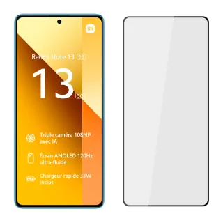 【YADI】Redmi 紅米 Note 13/13 5G/13 Pro 5G 水之鏡 AGC全滿版手機玻璃保護貼 黑(滑順防汙塗層 靜電吸附)