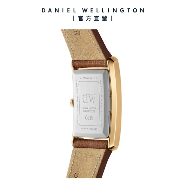 【Daniel Wellington】DW 手錶 Bound 32x22mm 摩登棕色皮革方錶-白錶盤(香檳金框)