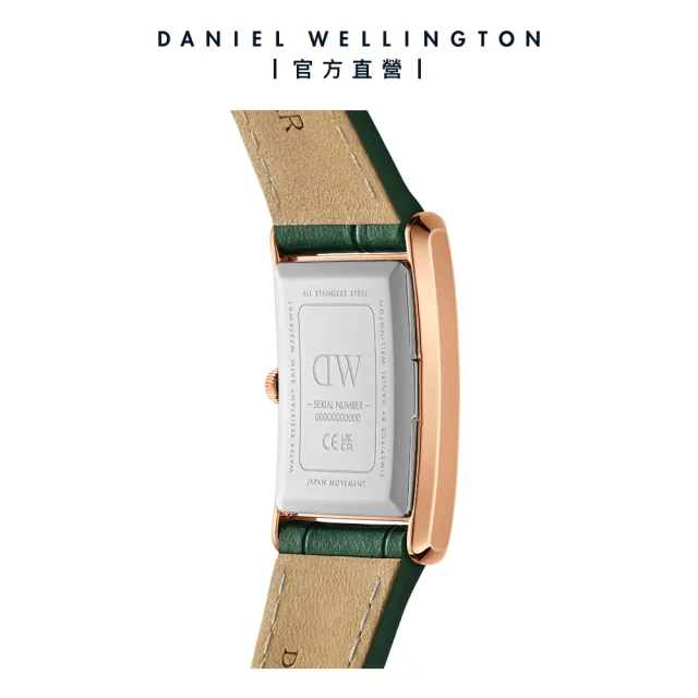 【Daniel Wellington】DW 手錶 Bound 32x22mm 摩登伯朗大道綠皮革方錶-綠錶盤(玫瑰金框)