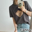 【UniStyle】韓版短袖T恤 愛心鬆餅印花上衣 UP1595(深灰)