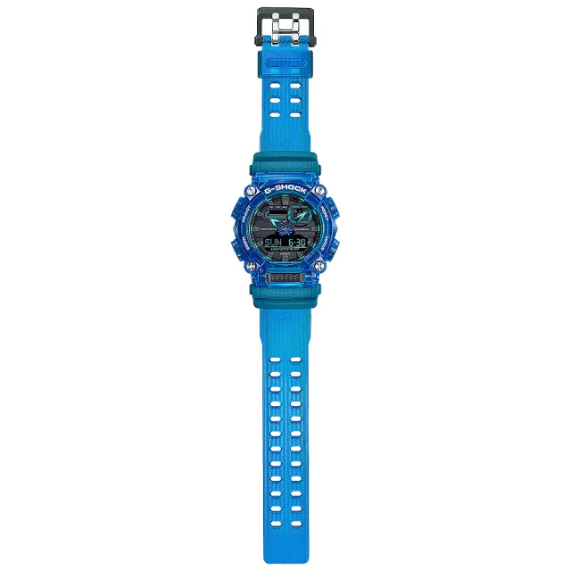 【CASIO 卡西歐】G-SHOCK 炫彩音浪 工業風雙顯手錶-科技藍 送禮 禮物 推薦(GA-900SKL-2A)