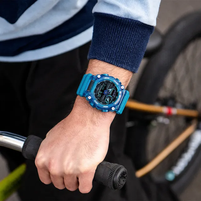 【CASIO 卡西歐】G-SHOCK 炫彩音浪 工業風雙顯手錶-科技藍 送禮 禮物 推薦(GA-900SKL-2A)