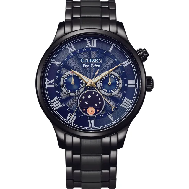 【CITIZEN 星辰】光動能月相手錶 夜空藍 520禮物 送禮 男錶(AP1055-87L)